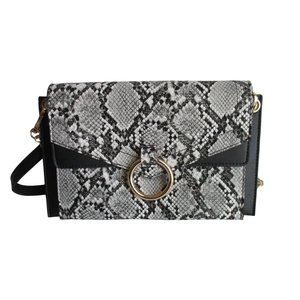 *VIETA Black, Gray and White Lizard Print Crossbody Clutch Purse